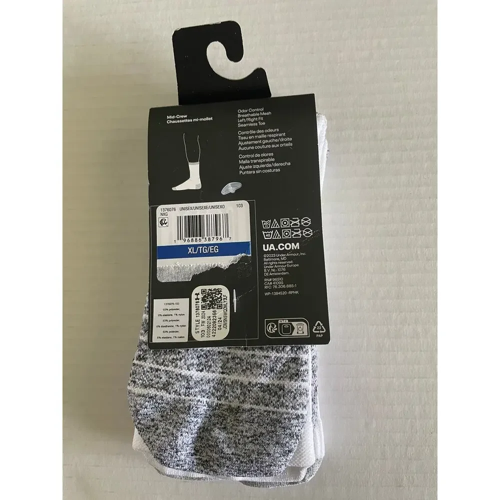 Under Armour Run Cushion Mid Crew Athletic Socks Size XL NEW